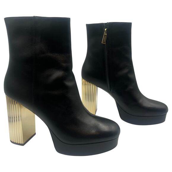 Michael Kors MK Porter Platform Bootie Block Heeled Ankle Boots Black Size 9.5M - Picture 6 of 10